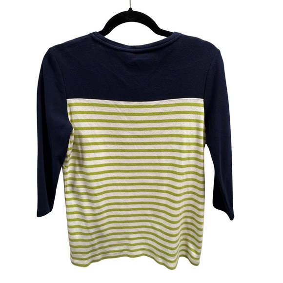 Kim Rogers Women’s Navy & Green Striped Knit Top | Size M - Picture 5 of 6